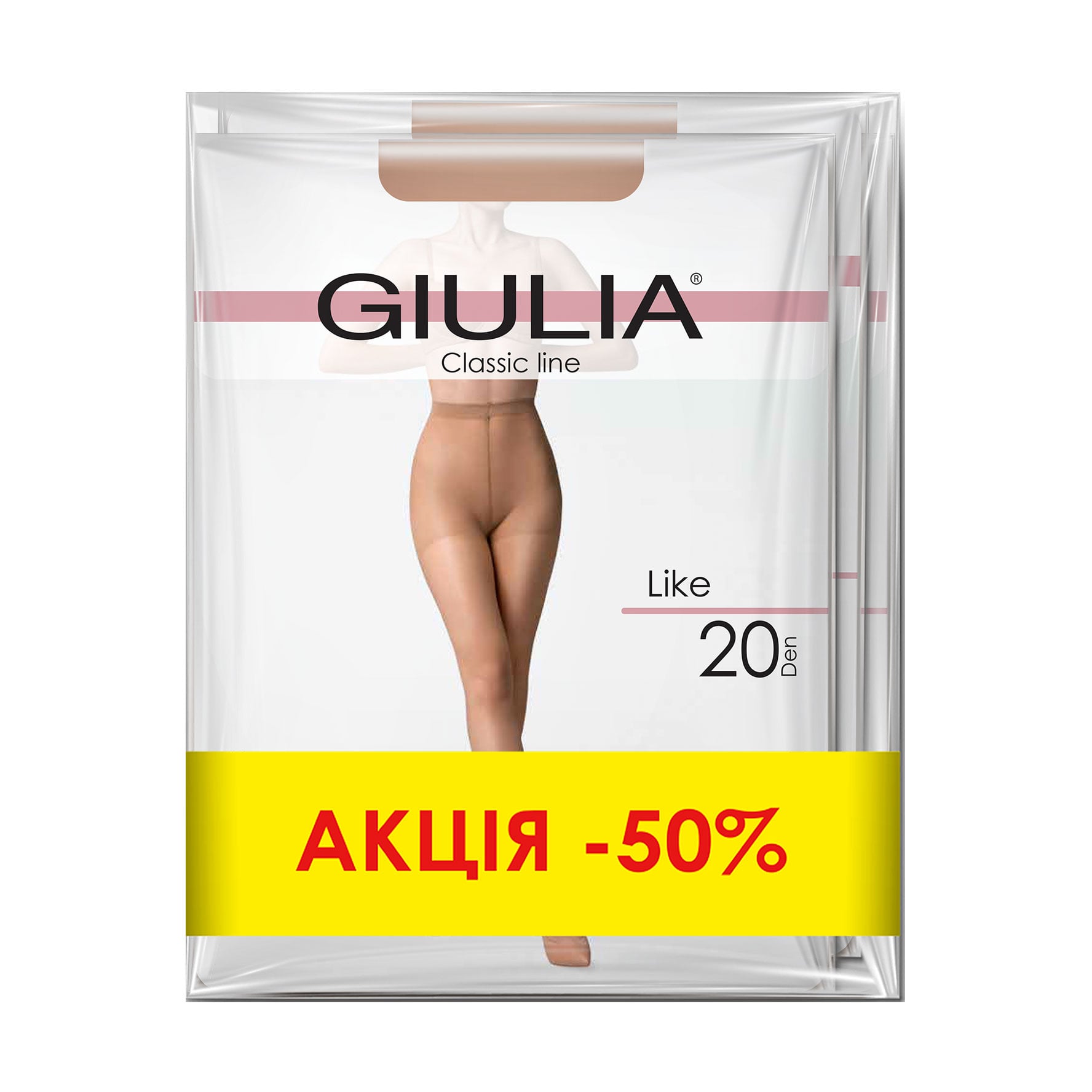 Набір жіночих колготок Giulia Like 20 DEN, Caramel, розмір 5, 3 пари